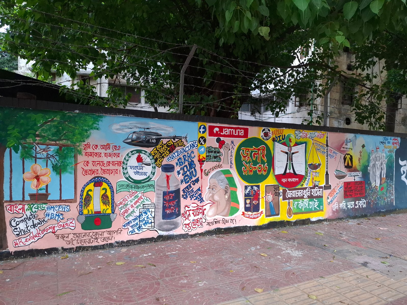 A graffiti in Dhaka depicts sequence of events in July during the protests. Photo: Abdullah Al Soad