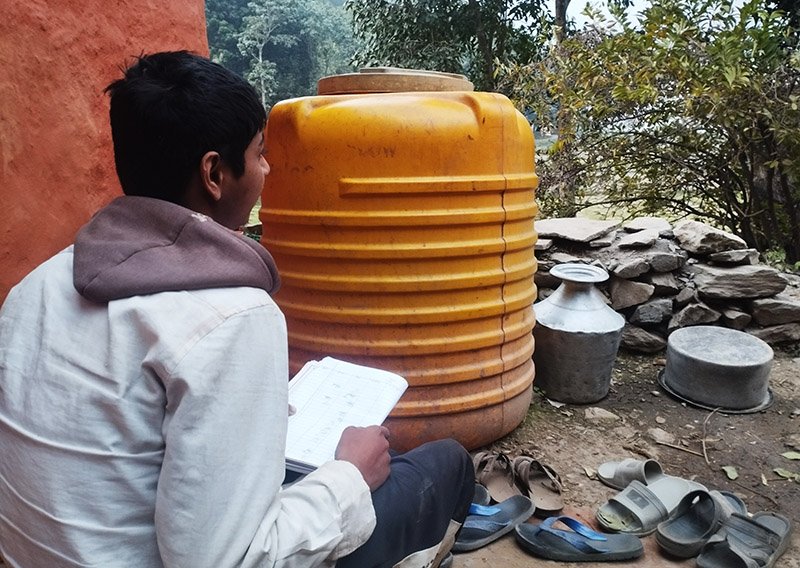 Tanka Prasad Dahal at his home. Photo: NIMJN